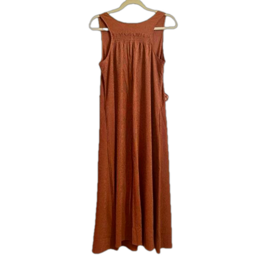 Athleta New Size S Copper Brown Echo Sleeveless Pockets Midi Dress MSRP $129 - Picture 6 of 11